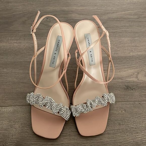 Charles & Keith Shoes - Charles and Keith women’s pink and rhinestone heels wedding sandals 6.5